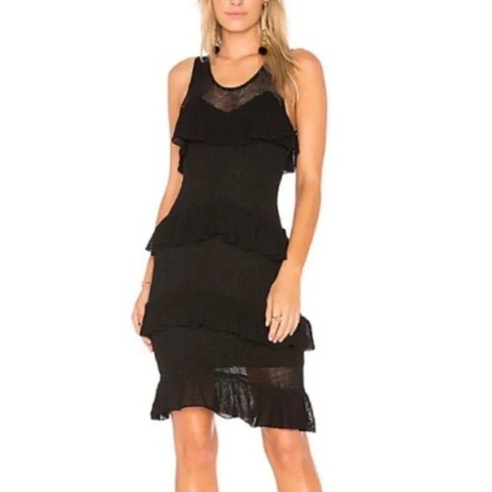 Ronny Kobo Black Talulah Fishnet Knit Dress Size Small